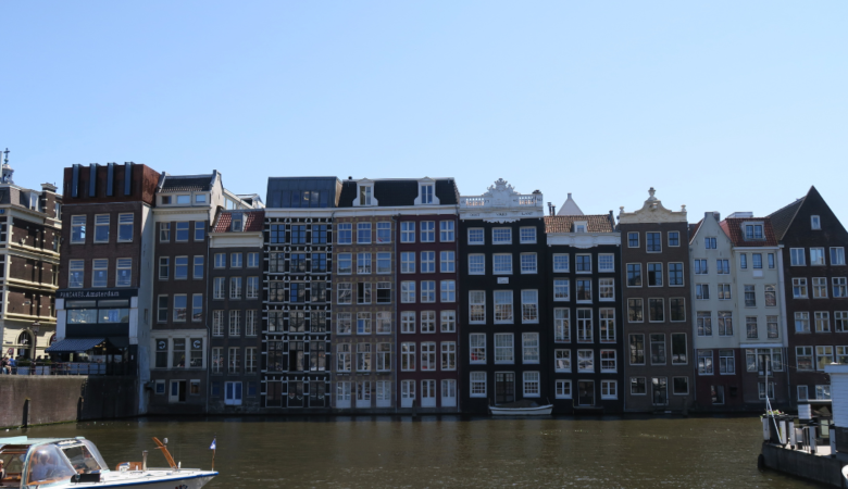 View on typical Amsterdam's houses in the Netherlands