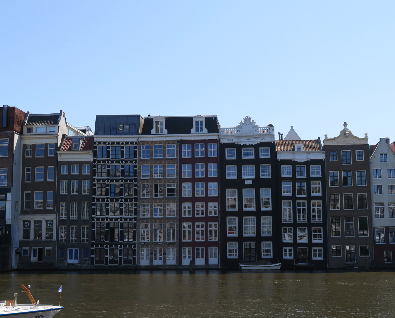 View on typical Amsterdam's houses in the Netherlands