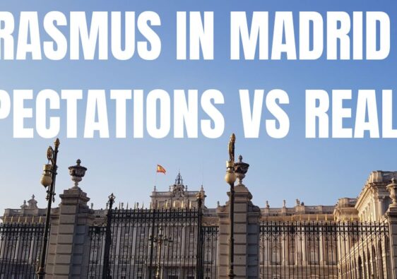 "Erasmus in Madrid : expectations vs reality" written in white on a picture of Palacio Real